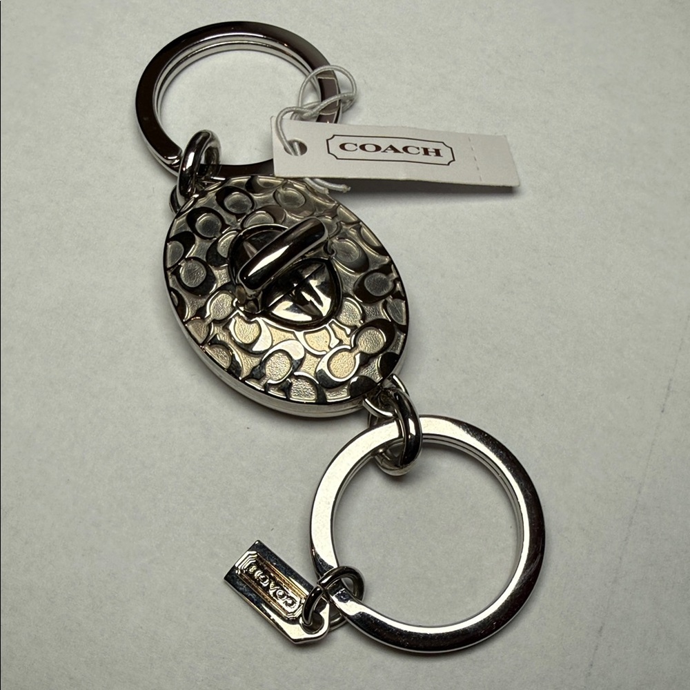 COACH Rare Silver Dual Key Fob. With Tags - Picture 2 of 8
